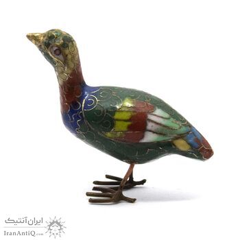 مجسمه میناکاری طرح پرنده سبز آنتیک