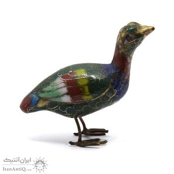 مجسمه میناکاری طرح پرنده سبز آنتیک