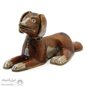 مجسمه میناکاری طرح سگ نشسته آنتیک