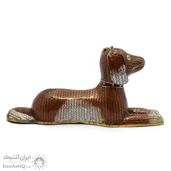مجسمه میناکاری طرح سگ نشسته آنتیک