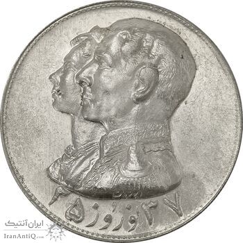 مدال نقره نوروز 2537 چوگان - MS61 - محمد رضا شاه
