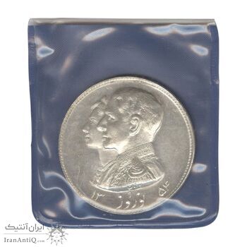 مدال نقره نوروز 1354 چوگان (با کاور فابریک) - MS63 - محمد رضا شاه