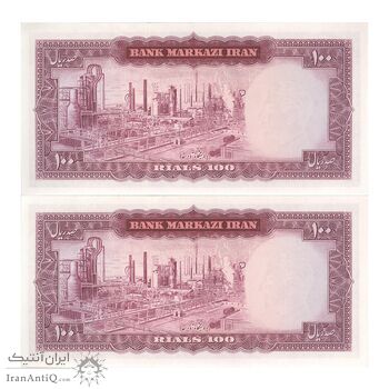 اسکناس 100 ریال 1342 - جفت - UNC63 - محمد رضا شاه