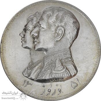 مدال نقره نوروز 1351 چوگان - MS61 - محمد رضا شاه