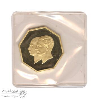 مدال طلا 5 گرمی بانک ملی - هشت ضلعی (با پلمپ) - PF66 - محمد رضا شاه