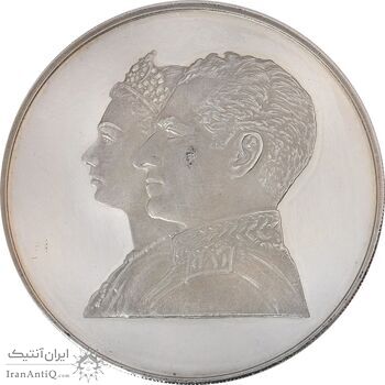 مدال نقره 200 ریال جشنهای 2500 ساله 1350 - PF61 - محمد رضا شاه