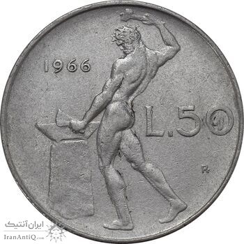 سکه 50 لیره 1966 جمهوری - EF45 - ایتالیا