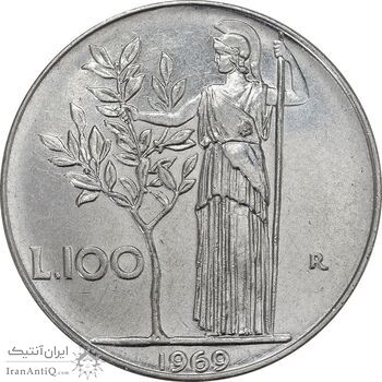 سکه 100 لیره 1969 جمهوری - EF45 - ایتالیا