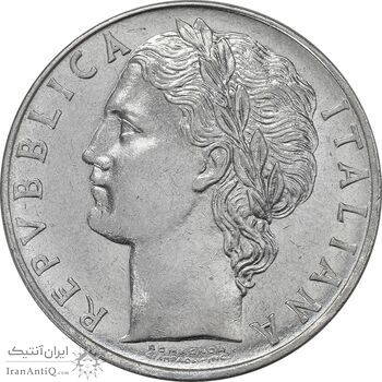 سکه 100 لیره 1971 جمهوری - AU50 - ایتالیا