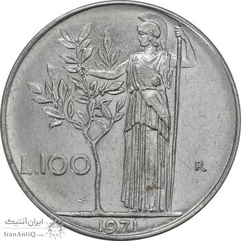 سکه 100 لیره 1971 جمهوری - AU50 - ایتالیا