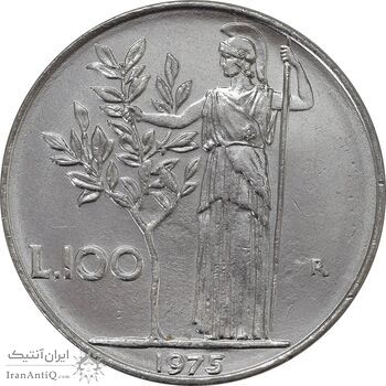 سکه 100 لیره 1975 جمهوری - AU58 - ایتالیا