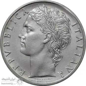 سکه 100 لیره 1975 جمهوری - MS61 - ایتالیا