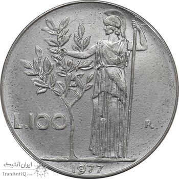 سکه 100 لیره 1977 جمهوری - EF45 - ایتالیا