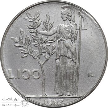 سکه 100 لیره 1987 جمهوری - AU50 - ایتالیا