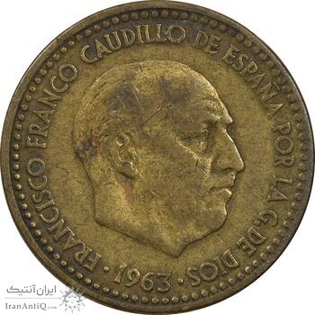 سکه 1 پزتا (65)1963 فرانکو کادیلو - EF40 - اسپانیا