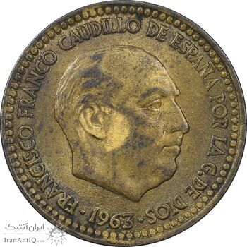 سکه 1 پزتا 1963 فرانکو کادیلو - AU58 - اسپانیا