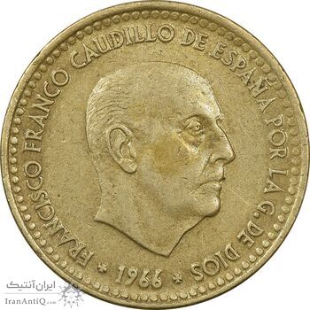 سکه 1 پزتا (68)1966 فرانکو کادیلو - AU50 - اسپانیا