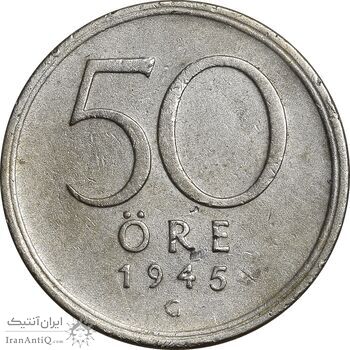 سکه 50 اوره 1945 گوستاو پنجم - EF45 - سوئد