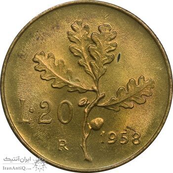 سکه 20 لیره 1958 جمهوری - AU50 - ایتالیا