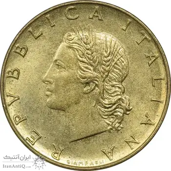 سکه 20 لیره 1974 جمهوری - MS61 - ایتالیا