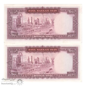 اسکناس 100 ریال (آموزگار - سمیعی) نوشته قرمز - جفت - UNC62 - محمد رضا شاه اسکناس 100 ریال (آموزگار - سمیعی) نوشته قرمز - جفت - UNC62 - محمد رضا شاه