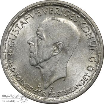سکه 2 کرون 1950 گوستاو پنجم - MS62 - سوئد