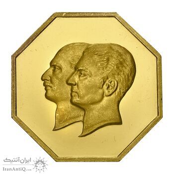 مدال طلا 5 گرمی بانک ملی (هشت ضلعی) - PF66 - محمد رضا شاه