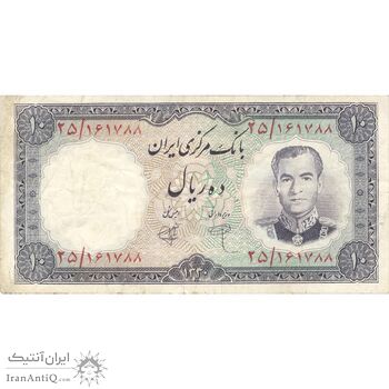 اسکناس 10 ریال 1340 - تک - VF30 - محمد رضا شاه اسکناس 10 ریال 1340 - تک - VF30 - محمد رضا شاه