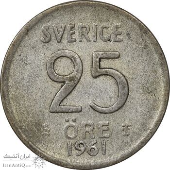 سکه 25 اوره 1961 گوستاو ششم - VF30 - سوئد سکه 25 اوره 1961 گوستاو ششم - VF30 - سوئد