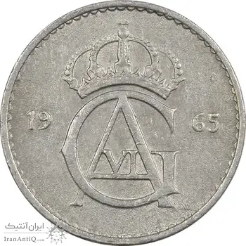 سکه 10 اوره 1965 گوستاو ششم - AU50 - سوئد