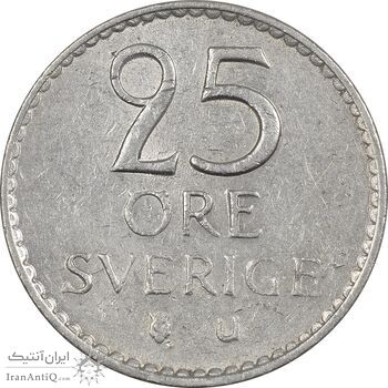 سکه 25 اوره 1963 گوستاو ششم - EF45 - سوئد
