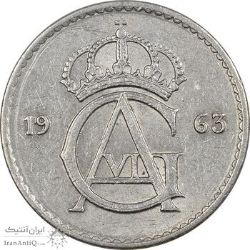 سکه 25 اوره 1963 گوستاو ششم - EF45 - سوئد