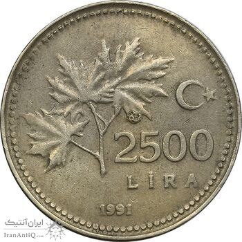 سکه 2500 لیر 1991 جمهوری - EF40 - ترکیه