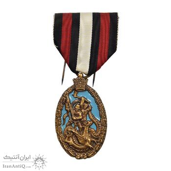 مدال آویز حزب رستاخیز (روز) با جعبه و روبان فابریک - UNC - محمد رضا شاه