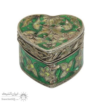 جعبه جواهرات نقره طرح گل با میناکاری - کد 031220