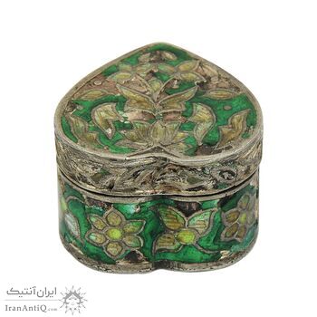 جعبه جواهرات نقره طرح گل با میناکاری - کد 031220