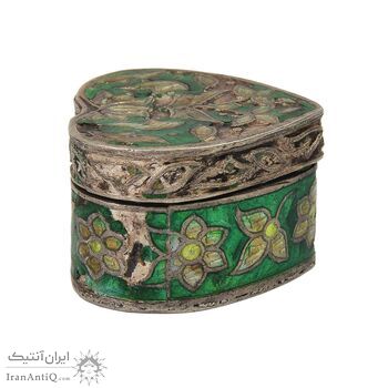 جعبه جواهرات نقره طرح گل با میناکاری - کد 031220