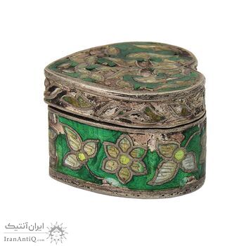 جعبه جواهرات نقره طرح گل با میناکاری - کد 031220