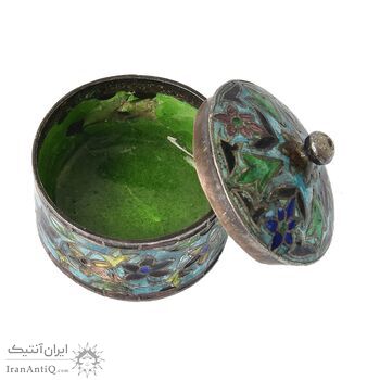 جعبه جواهرات نقره طرح گل با میناکاری - کد 031221
