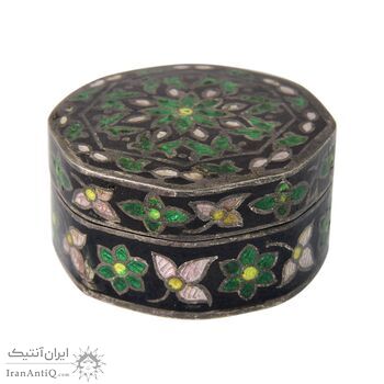 جعبه جواهرات نقره طرح گل با میناکاری - کد 031222