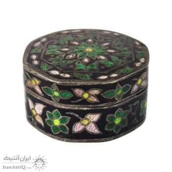 جعبه جواهرات نقره طرح گل با میناکاری - کد 031222
