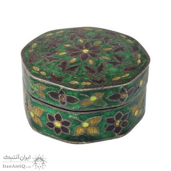 جعبه جواهرات نقره طرح گل با میناکاری - کد 031224