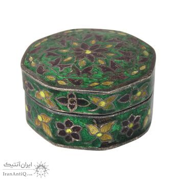 جعبه جواهرات نقره طرح گل با میناکاری - کد 031224
