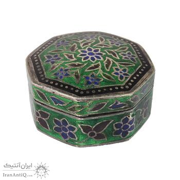 جعبه جواهرات نقره طرح گل با میناکاری - کد 031226