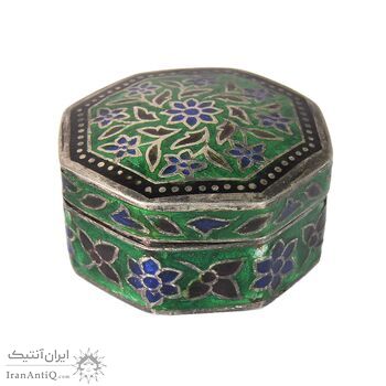 جعبه جواهرات نقره طرح گل با میناکاری - کد 031226