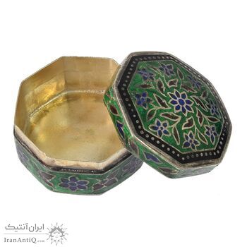 جعبه جواهرات نقره طرح گل با میناکاری - کد 031226