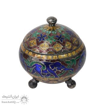 جعبه جواهرات نقره طرح فیل با میناکاری - کد 031227