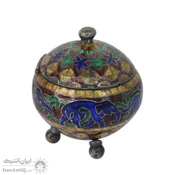 جعبه جواهرات نقره طرح فیل با میناکاری - کد 031227