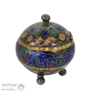 جعبه جواهرات نقره طرح فیل با میناکاری - کد 031227