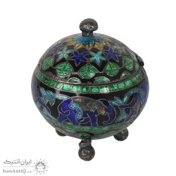 جعبه جواهرات نقره طرح فیل با میناکاری - کد 031228